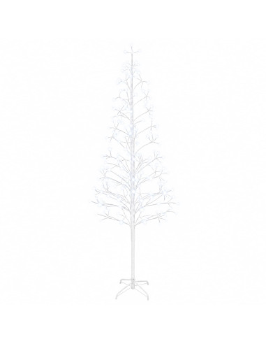 Albero di Natale con luci LED Bianco 47 x 210 cm Acciaio