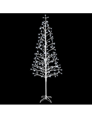 Albero di Natale con luci LED Bianco 47 x 210 cm Acciaio