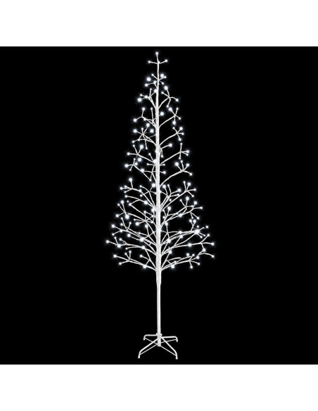 Albero di Natale con luci LED Bianco 47 x 210 cm Acciaio
