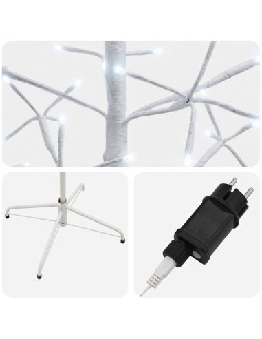 Albero di Natale con luci LED Bianco 47 x 210 cm Acciaio