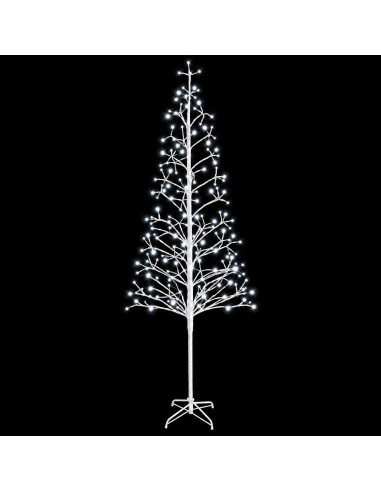 Albero di Natale con luci LED Bianco 47 x 240 cm Acciaio