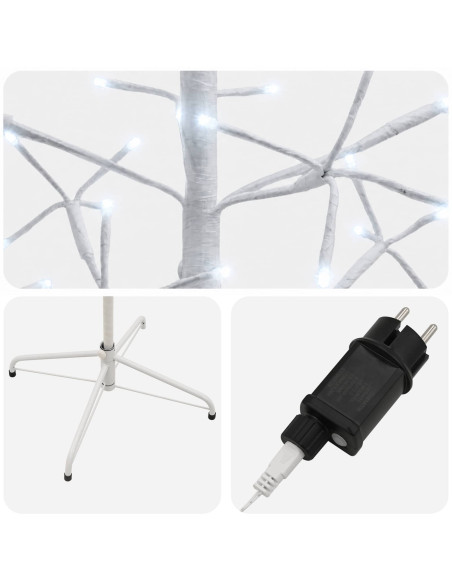Albero di Natale con luci LED Bianco 47 x 240 cm Acciaio