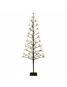 Albero di Natale con luci LED Nero 20 x 20 x 180 cm Acciaio 2