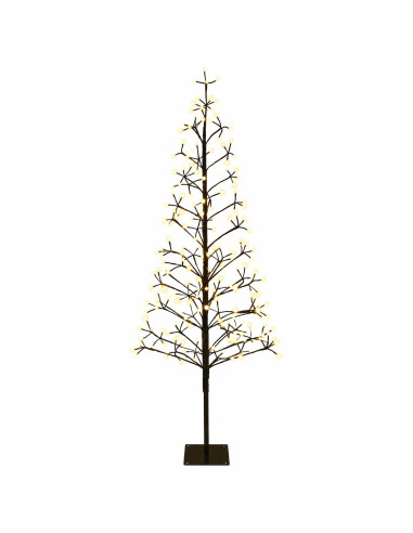 Albero di Natale con luci LED Nero 20 x 20 x 180 cm Acciaio