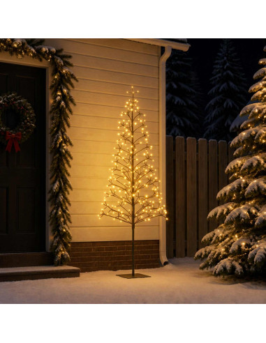 Albero di Natale con luci LED Nero 20 x 20 x 180 cm Acciaio