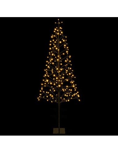Albero di Natale con luci LED Nero 20 x 20 x 180 cm Acciaio