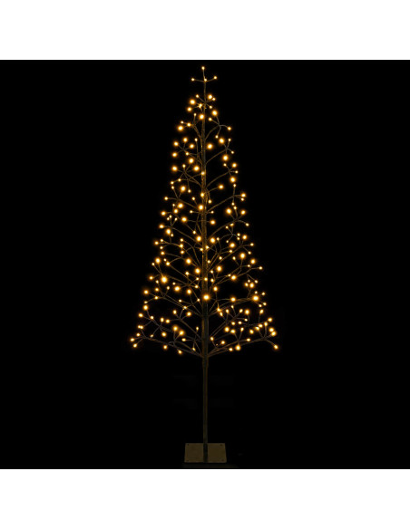 Albero di Natale con luci LED Nero 20 x 20 x 180 cm Acciaio