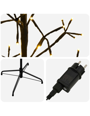 Albero di Natale con luci LED Nero 20 x 20 x 180 cm Acciaio