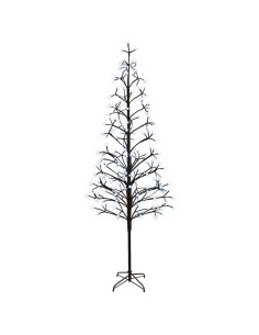 Albero di Natale con luci LED Nero 47 x 210 cm Acciaio 228 LED 2