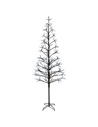 Albero di Natale con luci LED Nero 47 x 210 cm Acciaio 228 LED