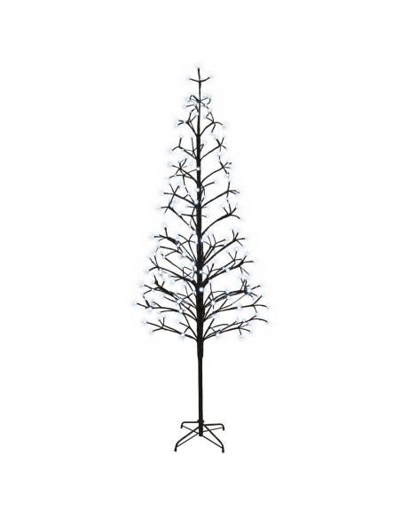 Albero di Natale con luci LED Nero 47 x 210 cm Acciaio 228 LED