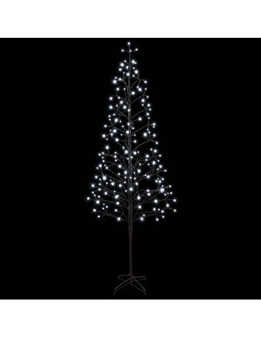 Albero di Natale con luci LED Nero 47 x 210 cm Acciaio 228 LED
