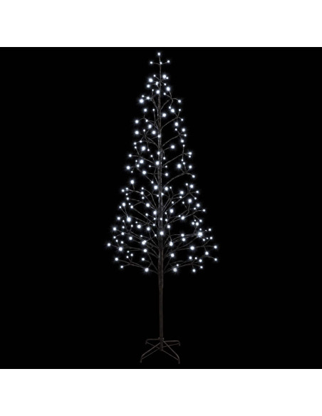 Albero di Natale con luci LED Nero 47 x 210 cm Acciaio 228 LED
