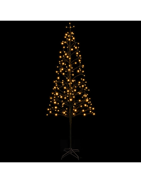 Albero di Natale con luci LED Nero 240 cm Acciaio 268 LED