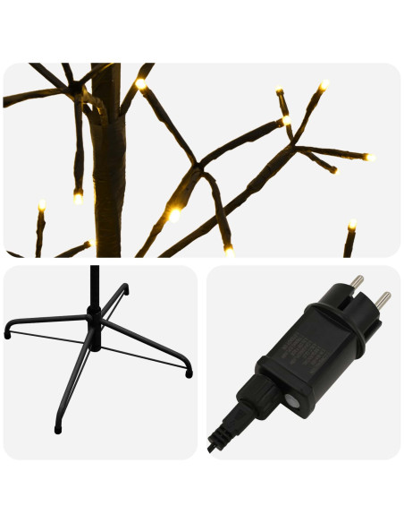 Albero di Natale con luci LED Nero 240 cm Acciaio 268 LED