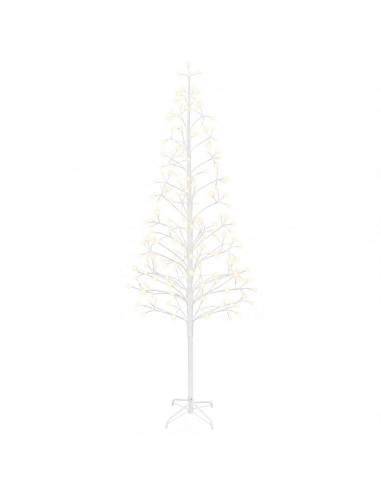 Albero di Natale con luci LED Bianco 210 cm Acciaio 228 LED