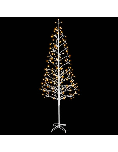 Albero di Natale con luci LED Bianco 210 cm Acciaio 228 LED