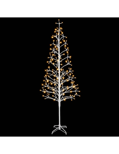Albero di Natale con luci LED Bianco 210 cm Acciaio 228 LED