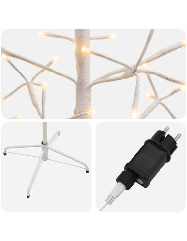 Albero di Natale con luci LED Bianco 210 cm Acciaio 228 LED