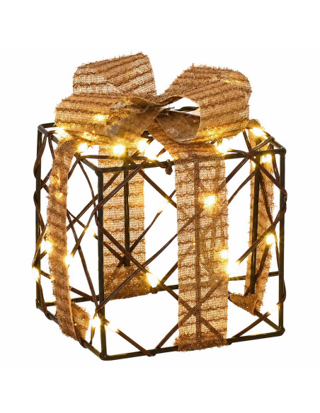 Scatola regalo di Natale illuminata 3 pz 150 LED Bianco caldo