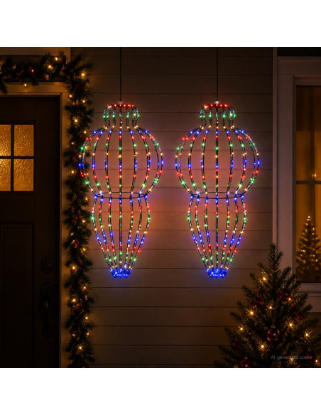 Luce a punta di Natale 2 pz 640 LED Multicolore Ø 40 x 75 cm
