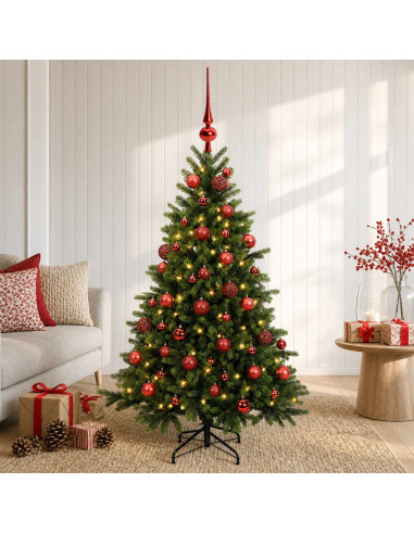 Albero di Natale artificiale con palline 150 cm 150 LED