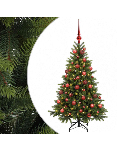 Albero di Natale artificiale con palline 150 cm 150 LED