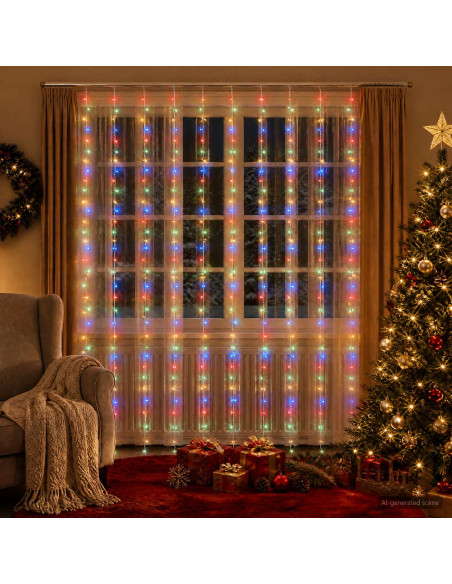Tenda luminosa Trasparente 300 x 300 cm PVC 300 LED