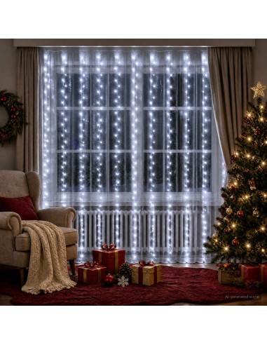 Tenda luminosa Trasparente 300 x 300 cm PVC 300 LED