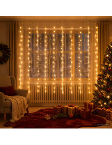 Tenda luminosa Trasparente 300 x 200 cm PVC 200 LED