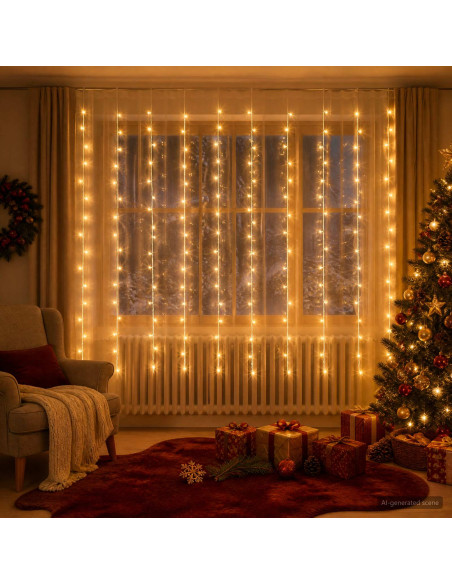 Tenda luminosa Trasparente 300 x 200 cm PVC 200 LED