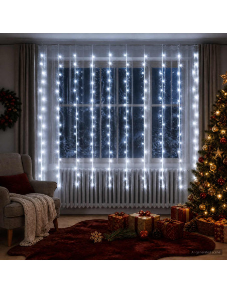 Tenda luminosa Trasparente 300 x 200 cm PVC 200 LED
