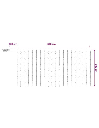 Tenda luminosa Trasparente 600 x 300 cm PVC 600 LED