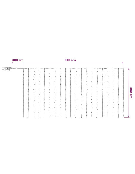 Tenda luminosa Trasparente 600 x 300 cm PVC 600 LED