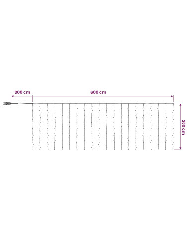 Tenda luminosa Trasparente 600 x 200 cm PVC 400 LED