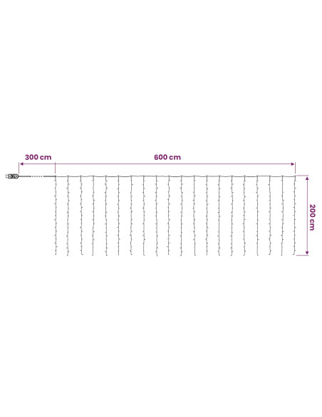 Tenda luminosa Trasparente 600 x 200 cm PVC 400 LED