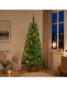 Set di Palle di Natale 61 pz Verde Ø 6 cm Plastica 150 LED