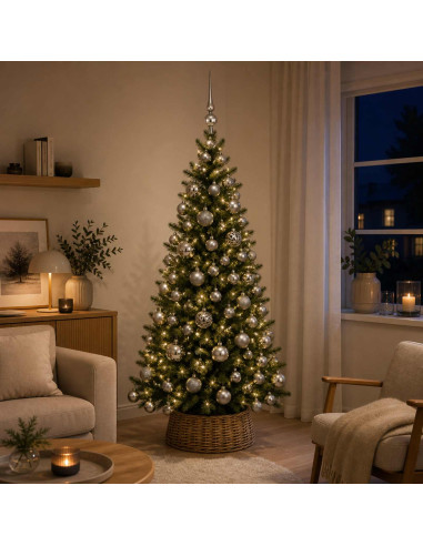 Set di Palle di Natale 120 pz Grigio Ø 6 cm Plastica 300 LED