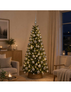 Set di Palle di Natale 61 pz Grigio Ø 6 cm Plastica 300 LED