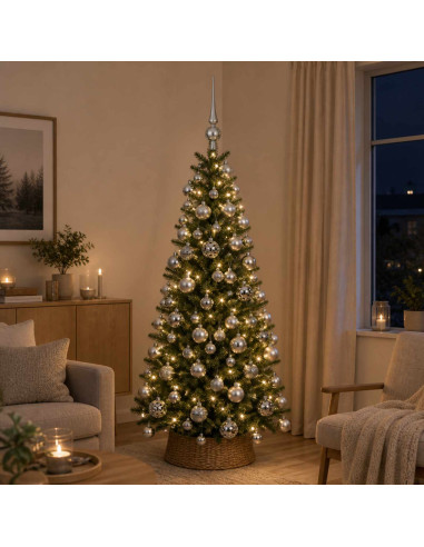 Set di Palle di Natale 61 pz Grigio Ø 6 cm Plastica 300 LED