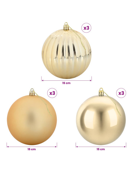 Set di palline di Natale XL 9 pz Oro Ø 15 cm Plastica