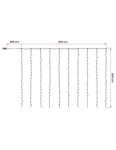 Tenda luminosa Trasparente 300 x 200 cm PVC 200 LED