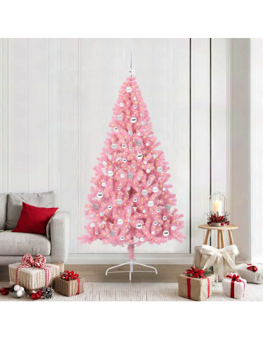 Albero di Natale artificiale con luci integrate Rosa 210 cm PVC