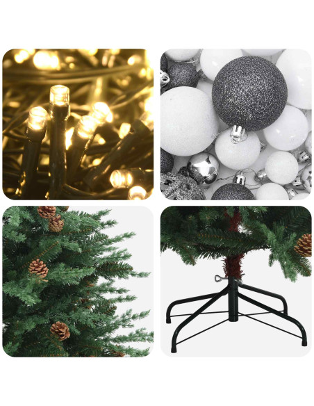 Albero di Natale Artificiale con Rami Pieghevoli 150 cm 150 LED