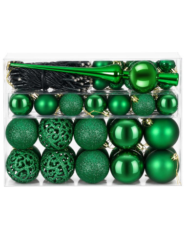 Set di Palle di Natale 61 pz Verde Ø 6 cm Plastica 150 LED