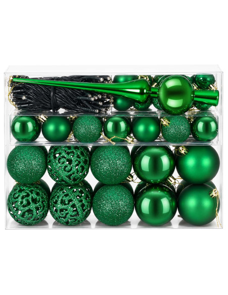 Set di Palle di Natale 61 pz Verde Ø 6 cm Plastica 150 LED