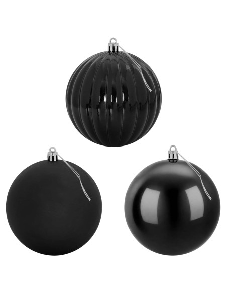 Set di palline di Natale XL 15 pz Nero Diam. 10 cm Plastica