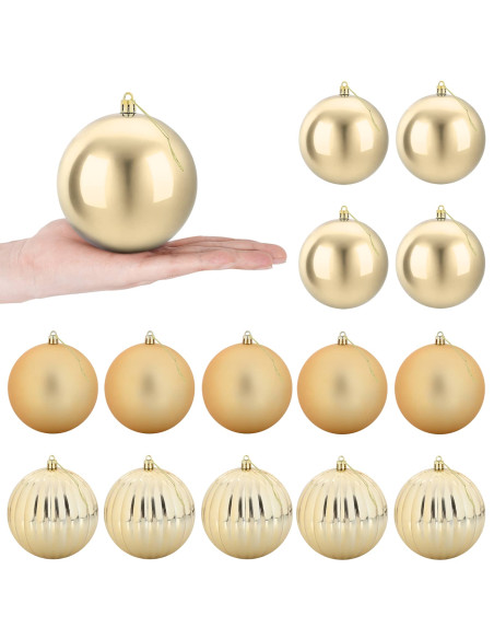 Set di palline di Natale XL 15 pz Oro Diam. 10 cm Plastica