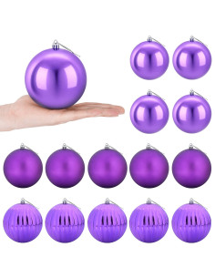 Set di palline di Natale XL 15 pz Lillà Diam. 10 cm Plastica 2