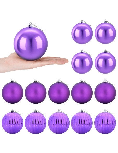 Set di palline di Natale XL 15 pz Lillà Diam. 10 cm Plastica